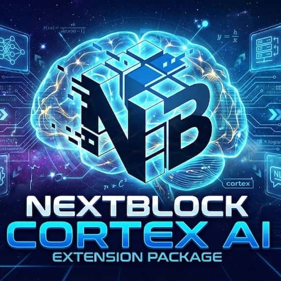 NextBlock™ Cortex AI dashboard showing block generator
